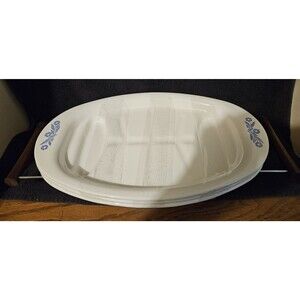 4 PC. CORNING WARE CORNFLOWER 16.5" x 10" FISH MEAT DINNER SERVING PLATTER TRAY